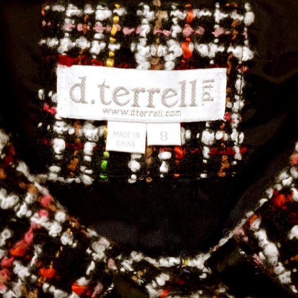 D. Terrell Women's Tweed Shawl Jacket Size 8 Multicolored Cotton Blend Collared - Picture 5 of 12